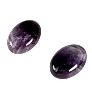 2 Natrual Amethyst cabochons oval pair 20mmx10mm  setting or wrapping New